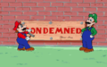 Mario and Luigi condemning Roy's HardBrick Hotel
