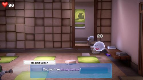 Boodybuilder, a Boo from Luigi's Mansion 3, found in the Fitness Center.