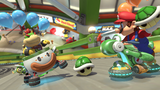 Bowser Jr. (in the Koopa Clown) and Mario in Battle Stadium