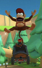 Diddy Kong performing a trick.