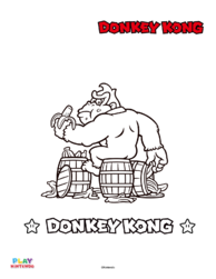 Line art of Donkey Kong from a paint-by-number activity