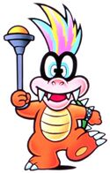 Iggy as he appeared in Super Mario Bros. 3, and as he appeared in New Super Mario Bros. Wii.