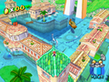 Screenshot from Super Mario Sunshine during "Event 10: The Flood"
