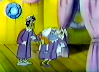 Miss Persimmon O'Hara being kidnapped by Barnacle and Long John in the Saturday Supercade episode "Gorilla My Dreams"