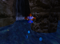 A set of blue Banana Coins in Crystal Caves.