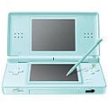 A turquoise Nintendo DS Lite