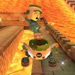 A Mii in the Koopa Clown Car Suit performing a Jump Boost.