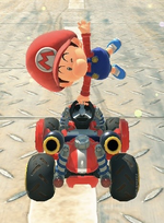 Baby Mario performing a trick.