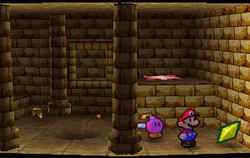 Mario finding a Star Piece in Dry Dry Ruins in Paper Mario
