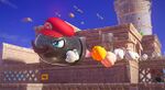 Mario as a Bullet Bill traveling through the Sand Kingdom.