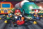 Artwork depicting Mario, Toad, Luigi, and Wario on Toad's Turnpike