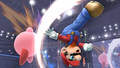 Mario kicking Kirby