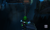 Luigi crossing a chasm in Secret Mine.