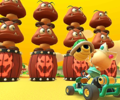 Thumbnail of the Daisy Cup challenge from the Space Tour; a Goomba Takedown challenge set on GBA Cheep-Cheep Island (reused as the Monty Mole Cup's bonus challenge in the Bangkok Tour)
