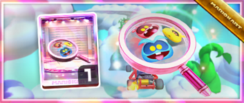 The Pink Magniflying Glass from the Spotlight Shop in the 2023 Doctor Tour in Mario Kart Tour