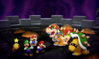 The trio and Starlow meeting with two Bowsers