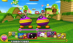 Screenshot of two Purple Coin Coffers in Special World 1-5, from Puzzle & Dragons: Super Mario Bros. Edition.