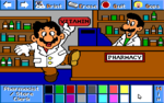 Mario as a pharmacist and Luigi as a store clerk.