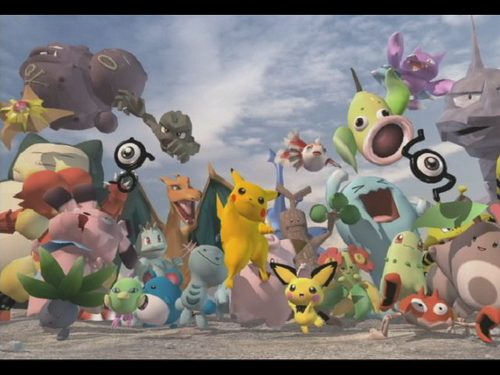 A group of Pokémon appear during the intro.