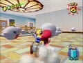 Mario stands with Boos in the background, but their facial textures are different. The simplicity of the textures imply that this was intended to be a placeholder, however.