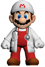 Animated image of Dr. Fire Mario from Dr. Mario World