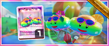 The Tropical Balloons from the Spotlight Shop in the Sunshine Tour in Mario Kart Tour