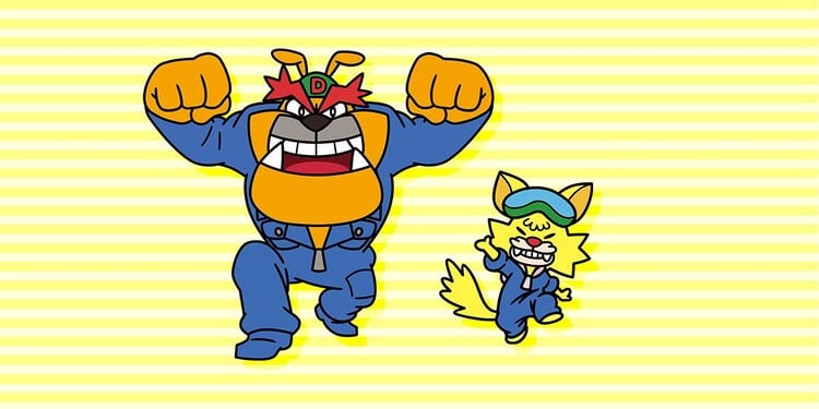 Artwork of Dribble & Spitz for WarioWare: Get It Together!, shown alongside the sixth question of Online Quiz: How well do you know Wario & Crew?