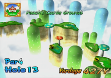 Hole 13 of Peach's Castle Grounds from Mario Golf: Toadstool Tour