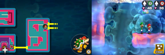 Twelfth block in Pump Works of Mario & Luigi: Bowser's Inside Story + Bowser Jr.'s Journey.