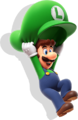 Luigi gliding with his cap