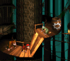 Tree Top Town The second level of Vine Valley, Tree Top Town takes place in a treetop village. There are many Barrel Cannons that the Kongs must use to cross gaps between treetops.