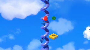 Mario finding a Frog Coin in the first beanstalk area of the Bean Valley of Super Mario RPG.