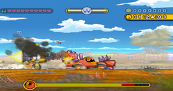 A screenshot of Wario fighting Hot Roderick.