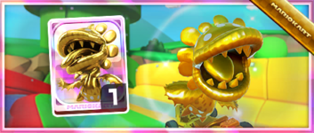 Petey Piranha (Gold) from the Spotlight Shop in the Pipe Tour in Mario Kart Tour
