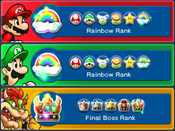 Screenshot of the ranks in Mario & Luigi: Bowser's Inside Story + Bowser Jr.'s Journey