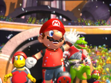 Mario and his team enter the field