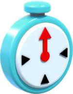 Artwork of a + Clock from Super Mario 3D World.