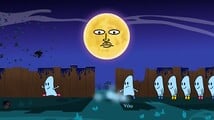 Ashley's cameo in Sneezy Moon, flying alongside a horde of bats.