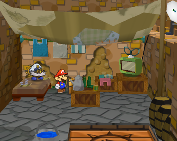 First treasure chest in Rogueport of Paper Mario: The Thousand-Year Door.