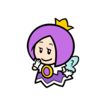 Thinking purple Sprixie Princess stamp from Super Mario 3D World + Bowser's Fury.