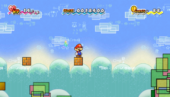Location of where the first hidden block is in Super Paper Mario.