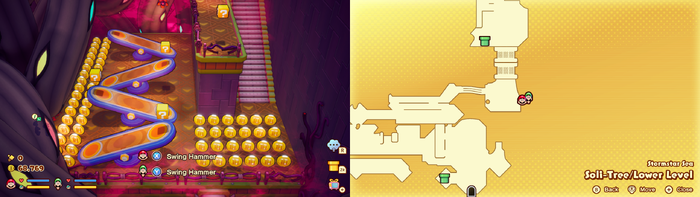 Mario and Luigi near 58 10-Coins in Soli-Tree of Mario & Luigi: Brothership.
