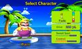Character select screen with Wario