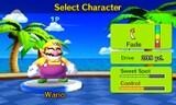 Character select screen with Wario.