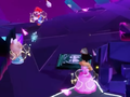 Screenshot of Princess Peach, Rabbid Rosalina, and Mario affected by Fortify.
