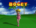 Peach reacting to getting a Bogey in Mario Golf: Toadstool Tour