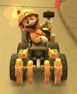 Builder Mario performing a trick.