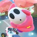 Pink Shy Guy tricking in the Pipe Frame