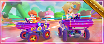 The Purple Rattle Buggy Pack from the Vacation Tour in Mario Kart Tour