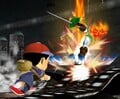 Ness using his PK Fire move in Super Smash Bros. Melee